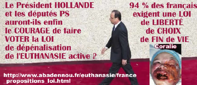 Euthanasie, Coralie, HOLLANDE et PS, LOI